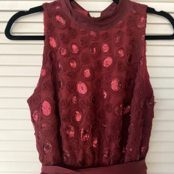 Sachin + Babi x Anthropologie Rosette Sequin Mini Dress, Ruby Red, Size 4 - Picture 3 of 9